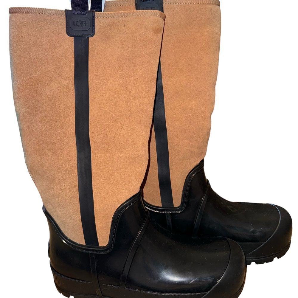 NWOB UGG RAINCLOUD TALL CHESTNUT SUEDE WATERPROOF WOMEN'S RAIN BOOTS SIZE US 9
